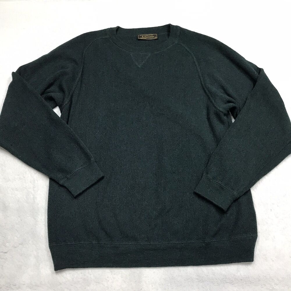 PERU UNLIMITED Alpaca Sweater Men L Hunter Green Pullover Crew Neck Wool